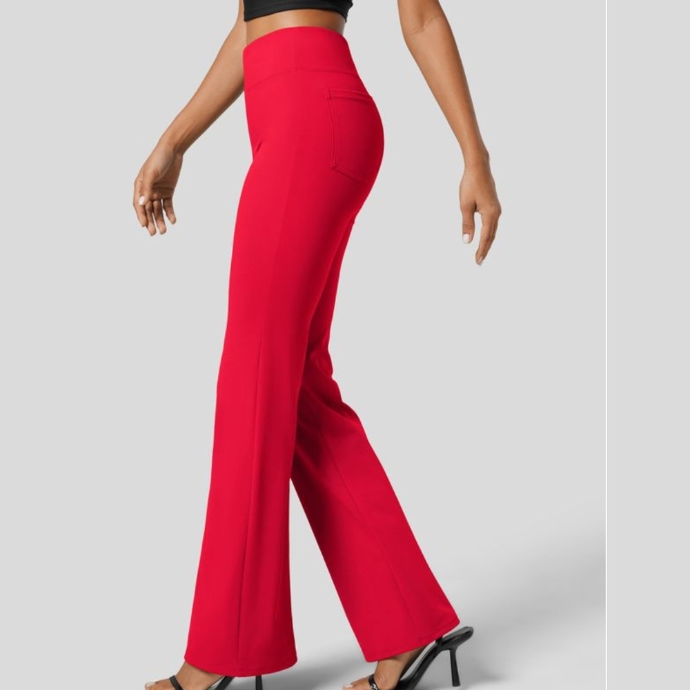 HALARA Red Boot Cut Flare Pants with Sophisticated Style